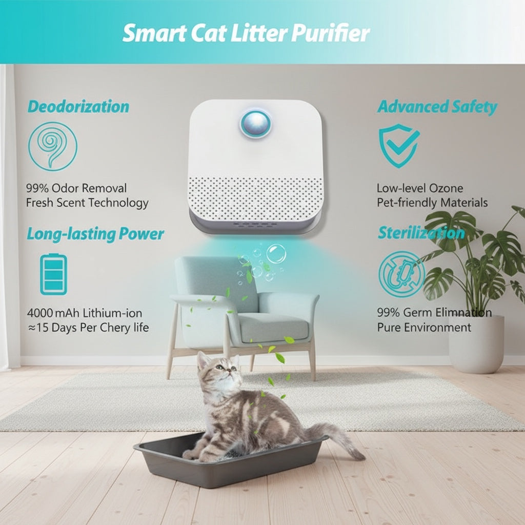 Розумний очищувач повітря Slumber & Paws для котячого туалету з акумулятором 4000 мАг та функцією стерилізації